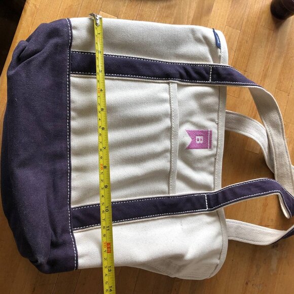 Lands' End Medium Natural 5 Pocket Open Top Long Handle Canvas Tote Bag - Picture 3 of 7